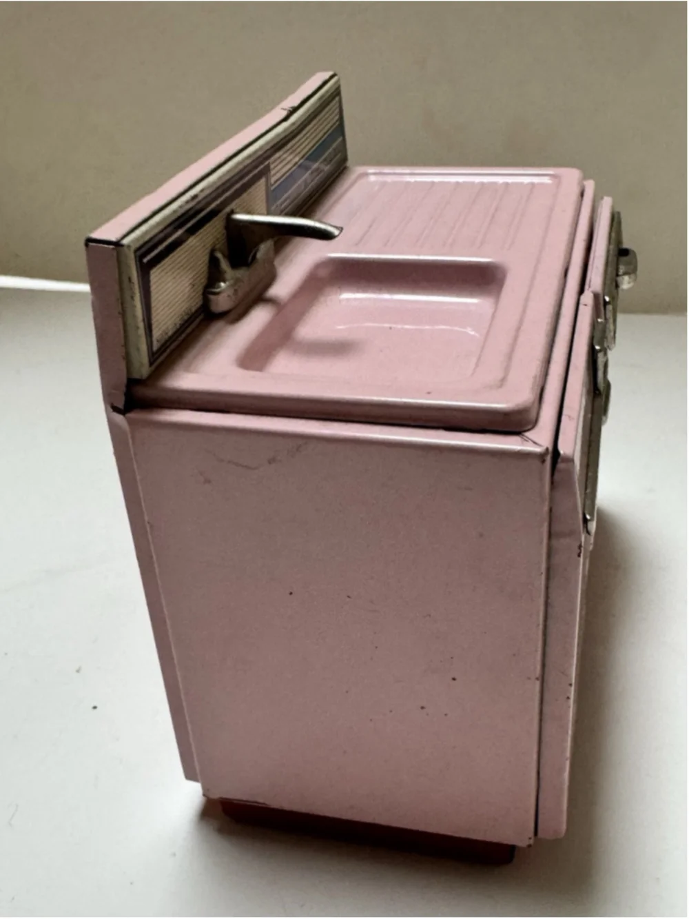 Vintage 1950s Japan Tin Litho Electric Dollhouse Pink Sink & Dishwasher Or Oven